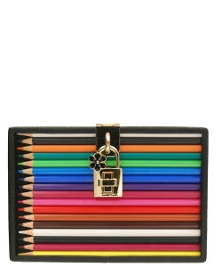 Colored Pencil Box Crossbody Bag F6609 BLACK